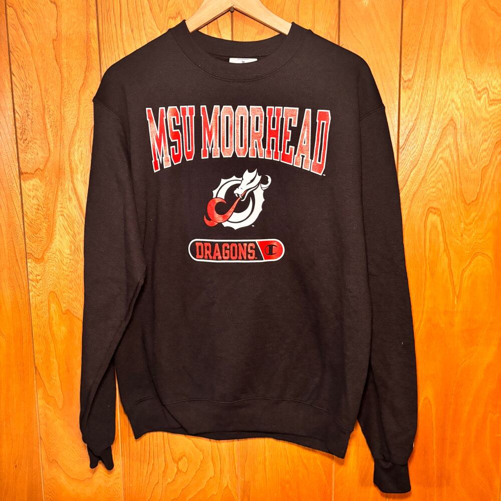 MSU Moorhead Dragons Men’s Medium Black Crewneck Sweatshirt College Spirit Wear